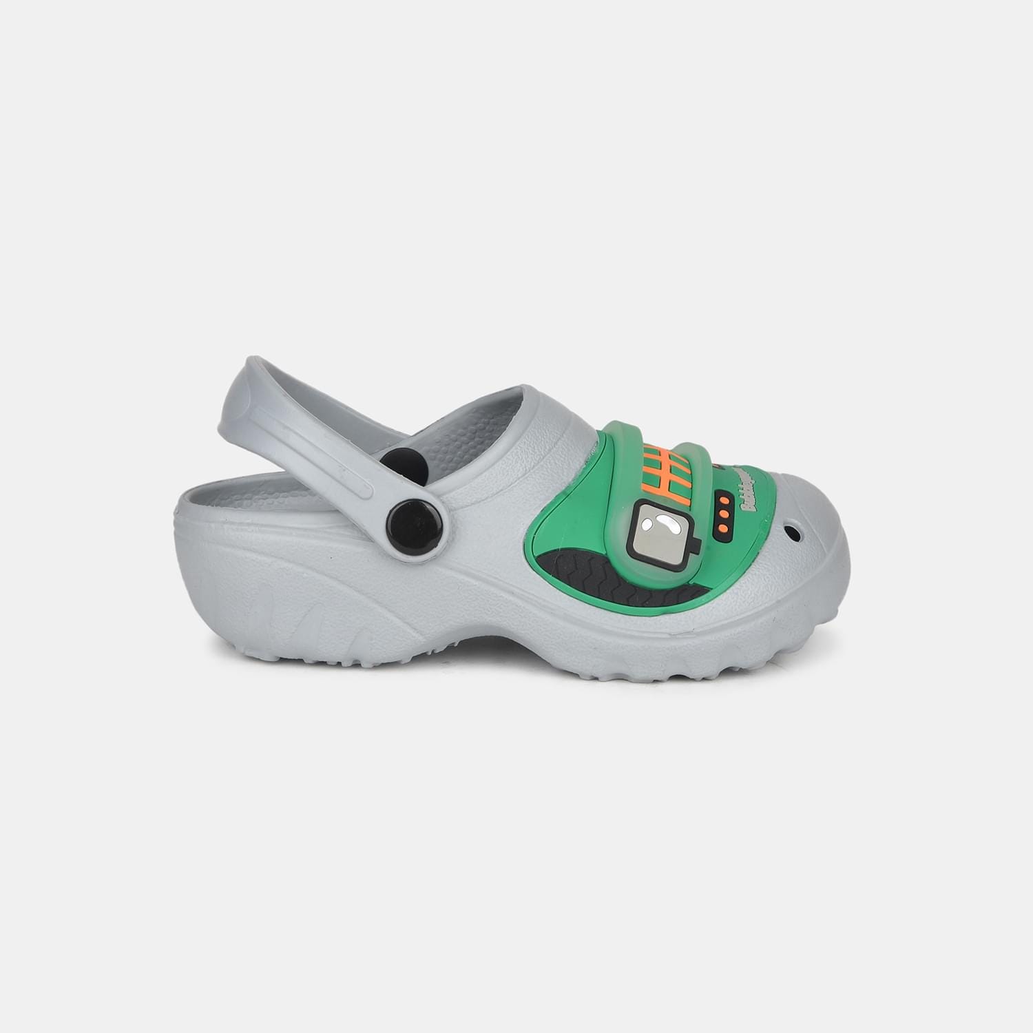 Bubblegummers grey and green clog sandals for kids