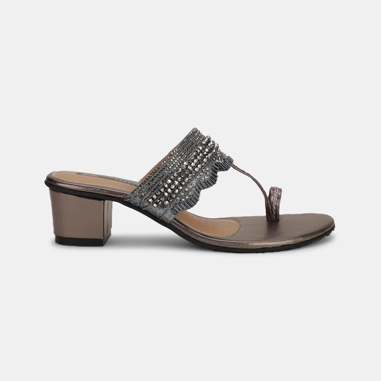 Red label gunmetal toe ring sandal for women