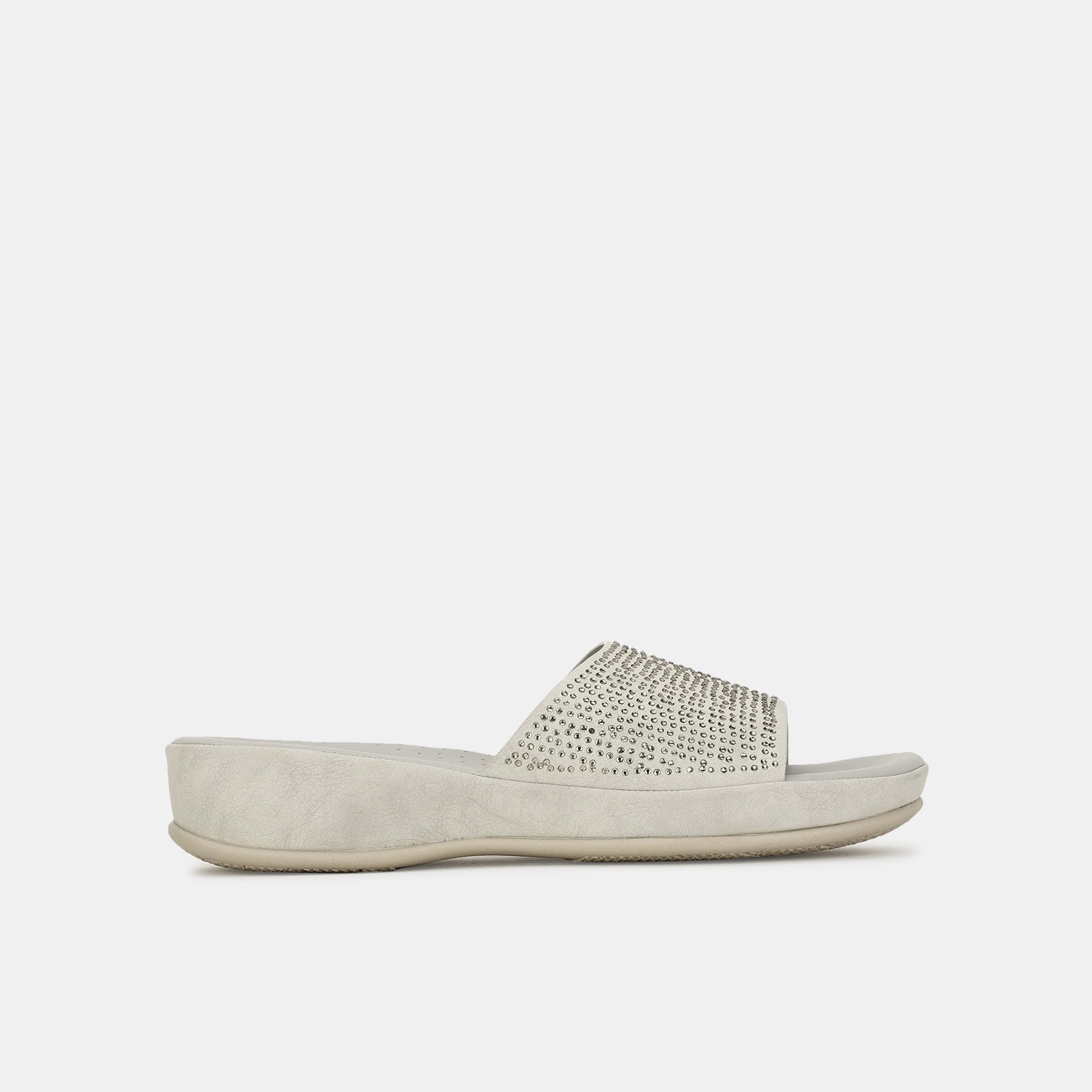 Bata comfit grey embellished mules for women