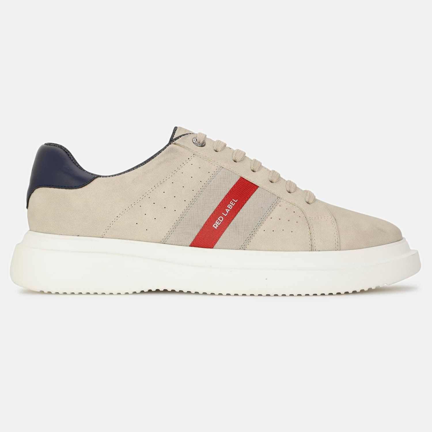 Bata red label beige colourblocked casual shoes with lace-up detail for men