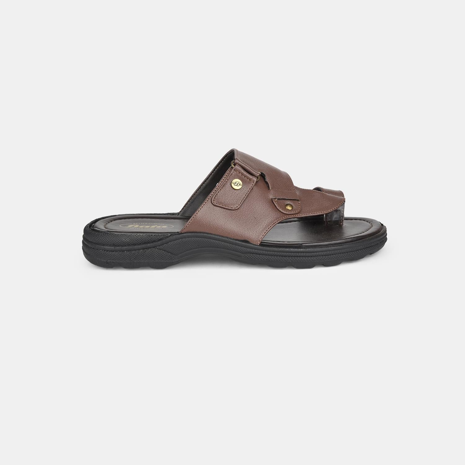 Bata brown casual toe ring slippers for men