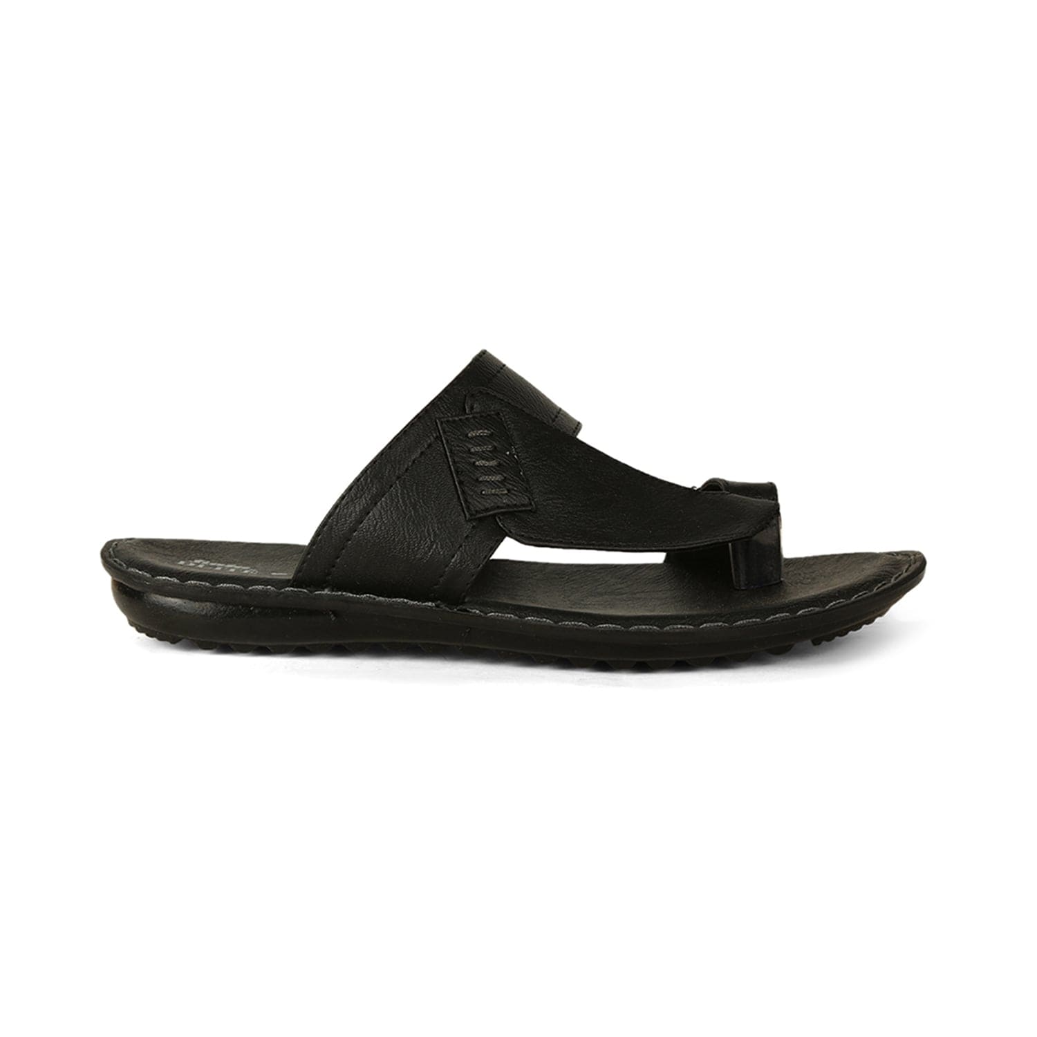 Bata black casual toe ring slippers for men