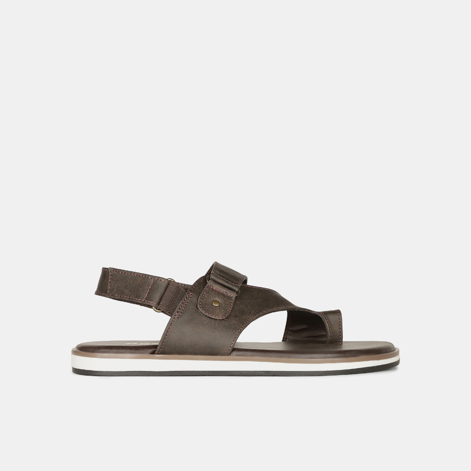 Bata brown casual toe ring sandals for men