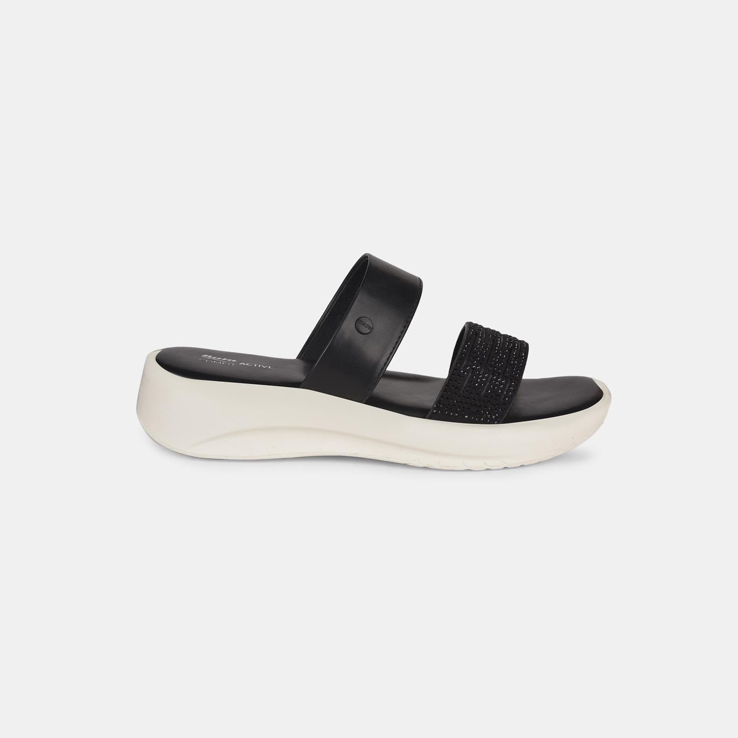 Bata comfit black flats for women