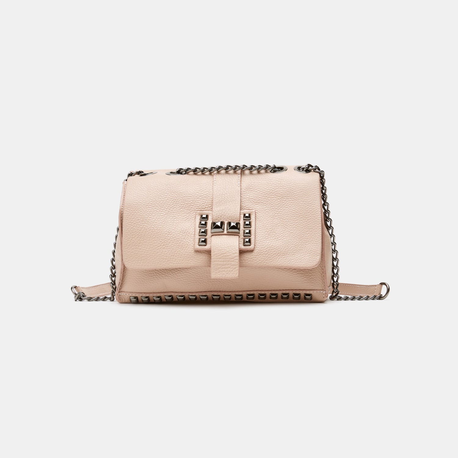 Borsa in pelle con tracolla a catena