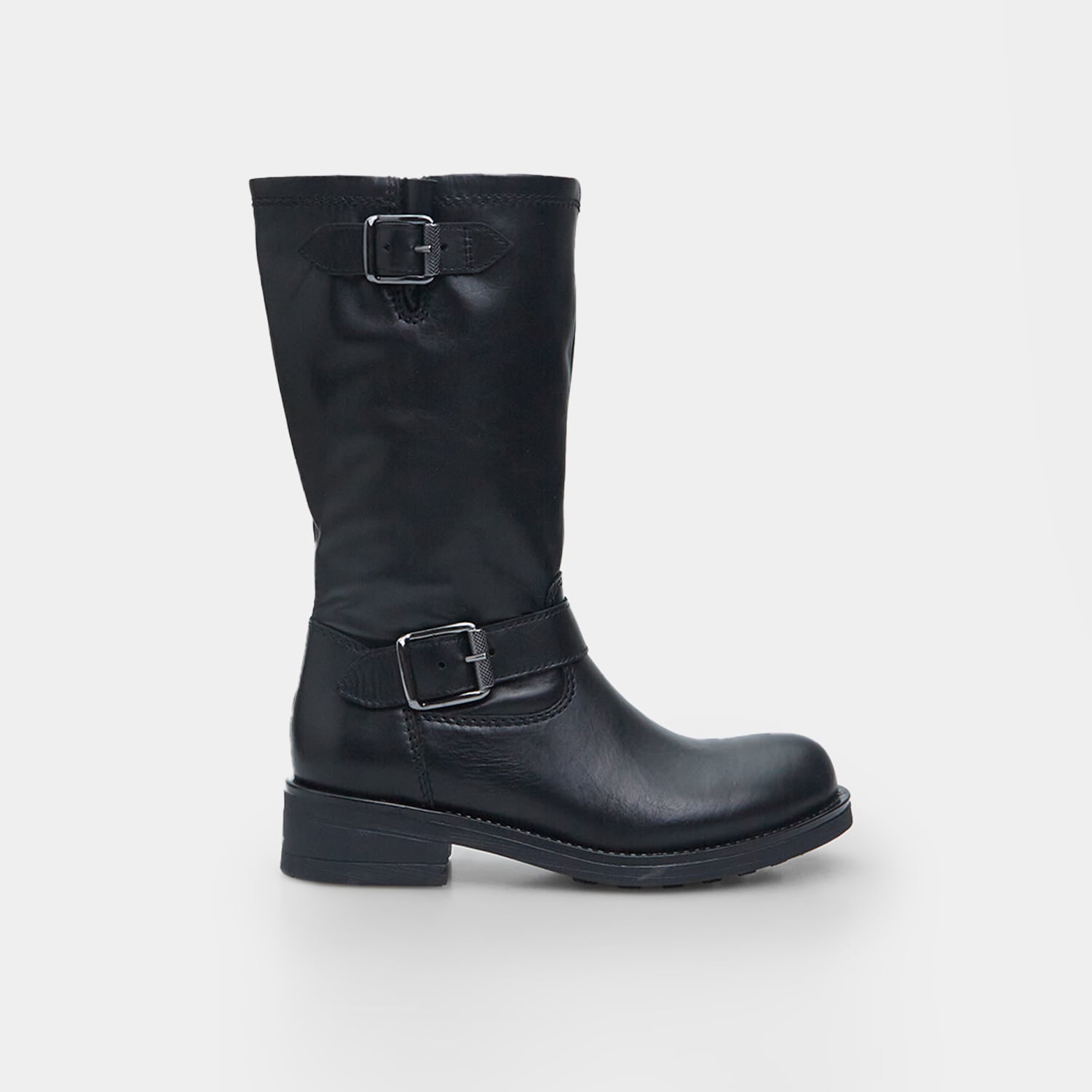 Stivaletto Biker da donna in pelle con doppia fibbia