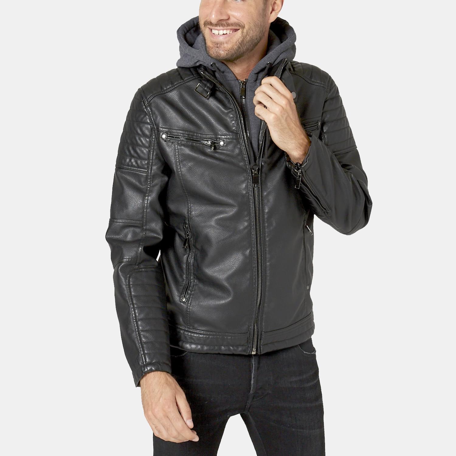 Giacca biker con cappuccio