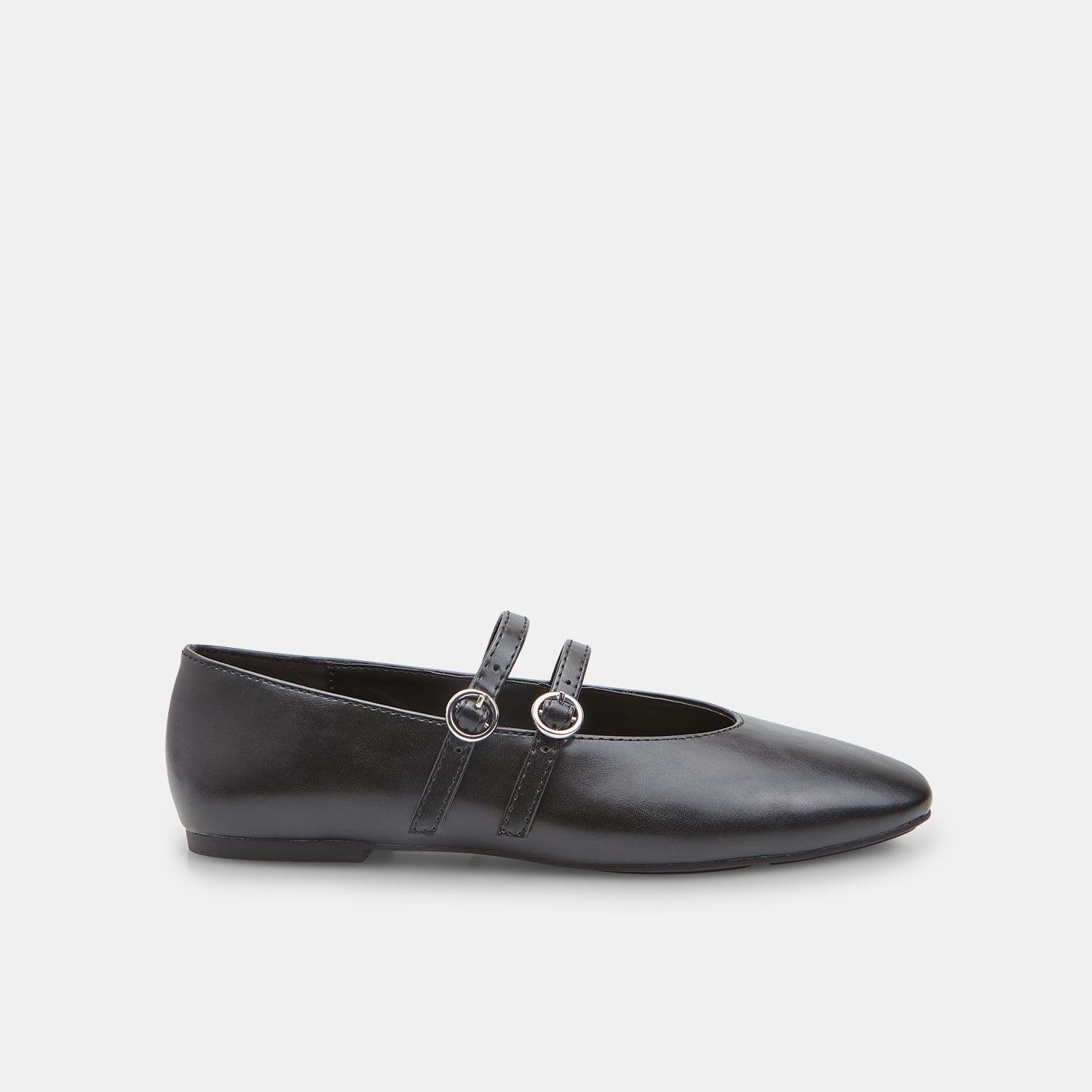 Ballerina flat da donna con due cinturini con fibbia e punta quadrata