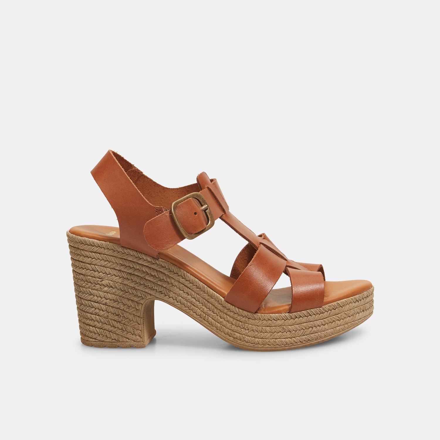 Sandali da donna in pelle con tacco largo