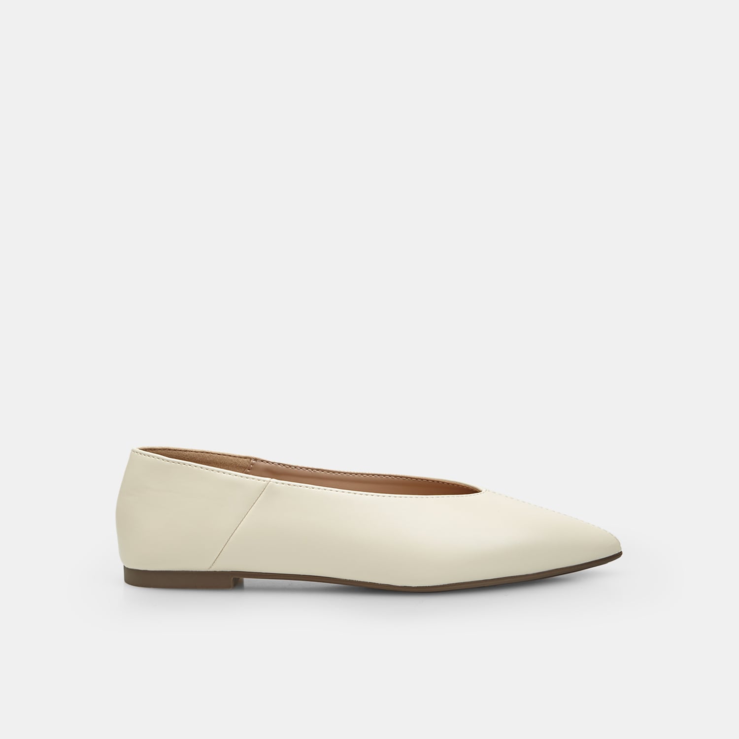 Ballerina flat da donna con punta con cucitura a vista