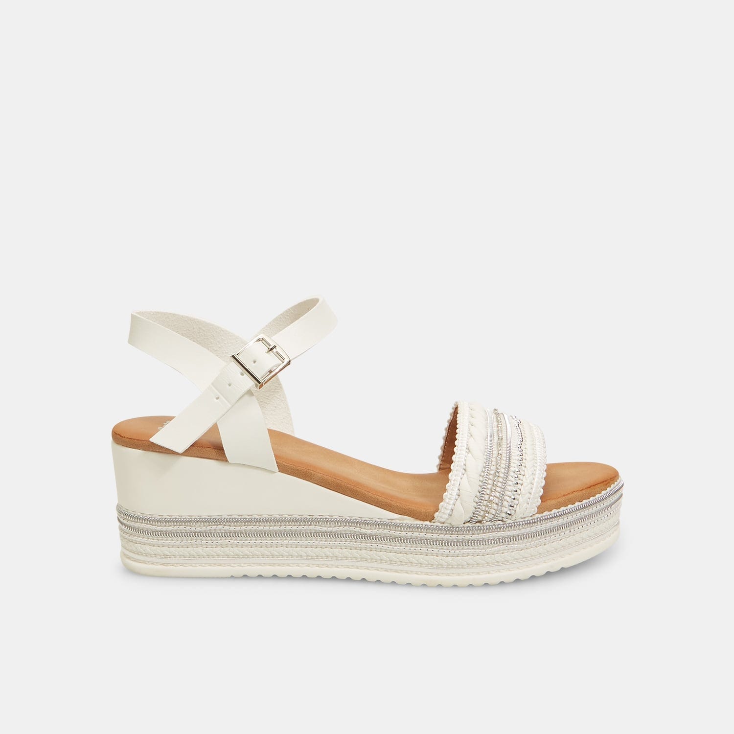 Sandali da donna con zeppa 6 cm in corda e strass BATA