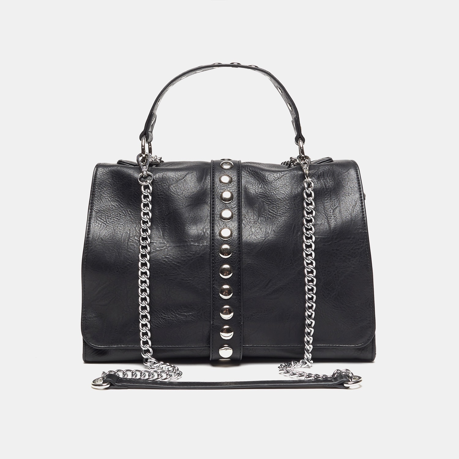 Borsa a mano con borchie e catena