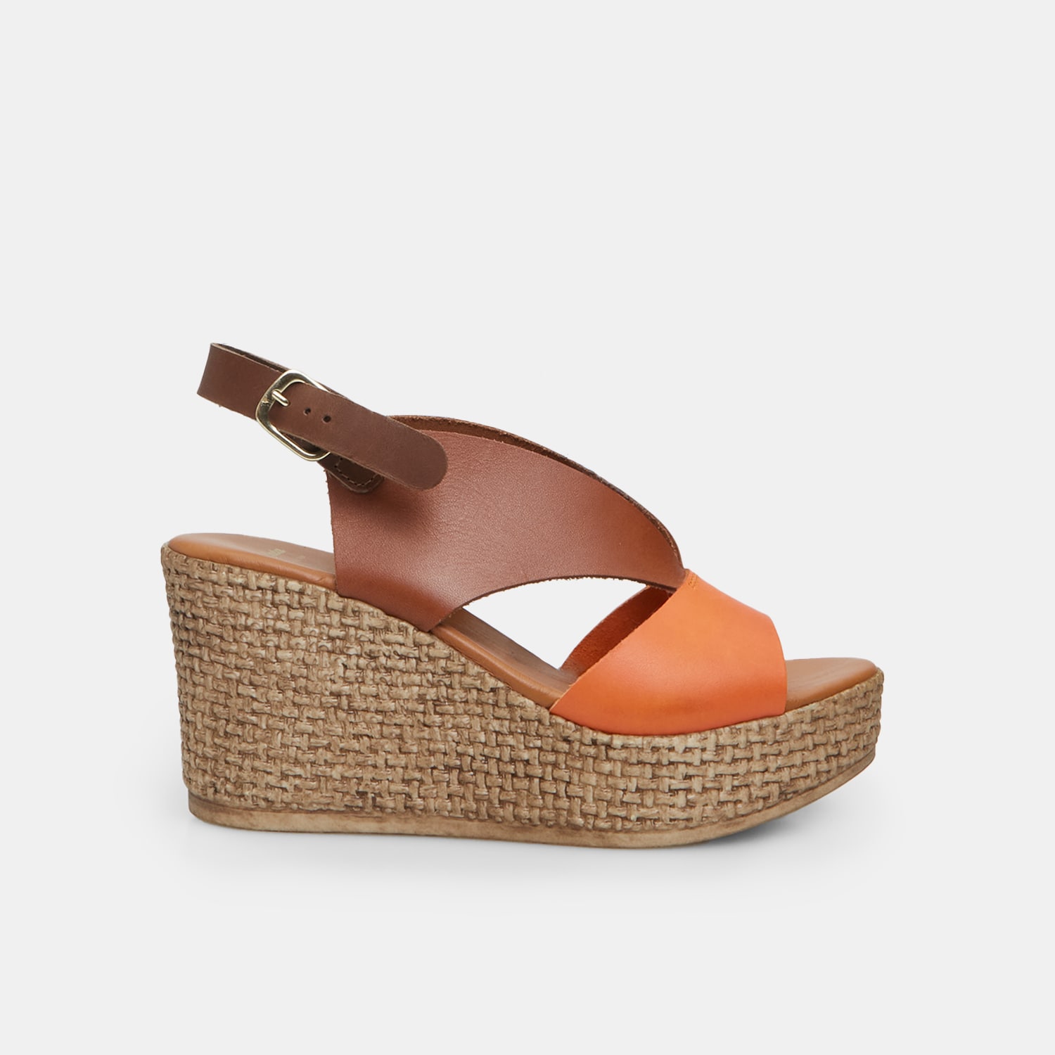 Sandali da donna in pelle con zeppa 8 cm BATA