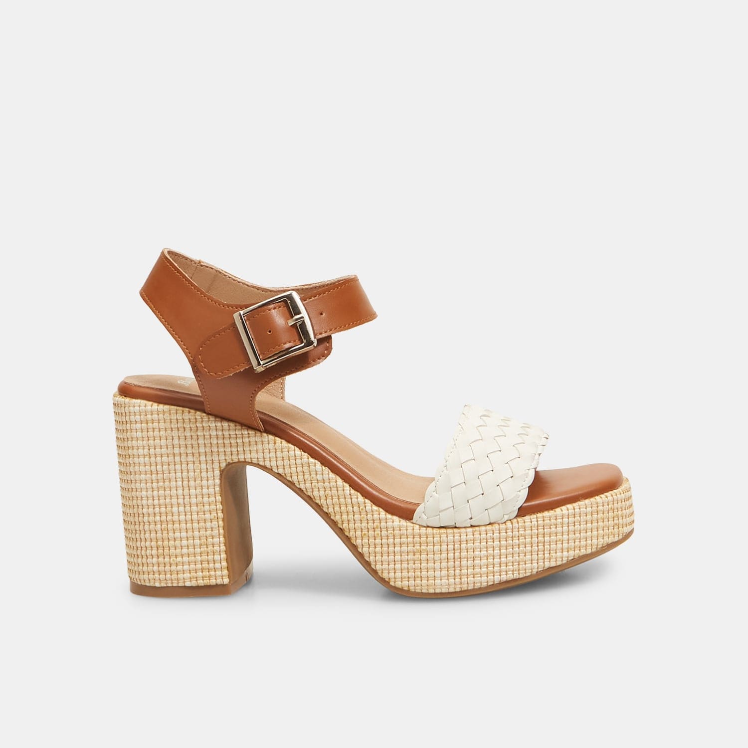 Sandali da donna con tacco largo in rafia