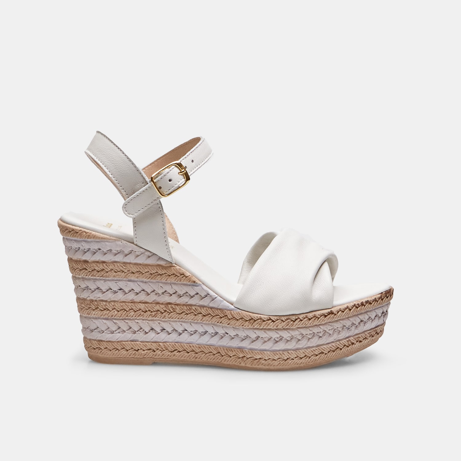 Sandali donna in pelle con zeppa