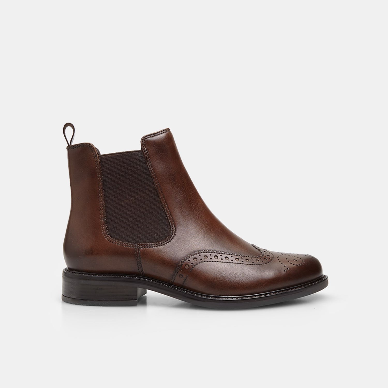 Ankle boot da donna in pelle con brogue