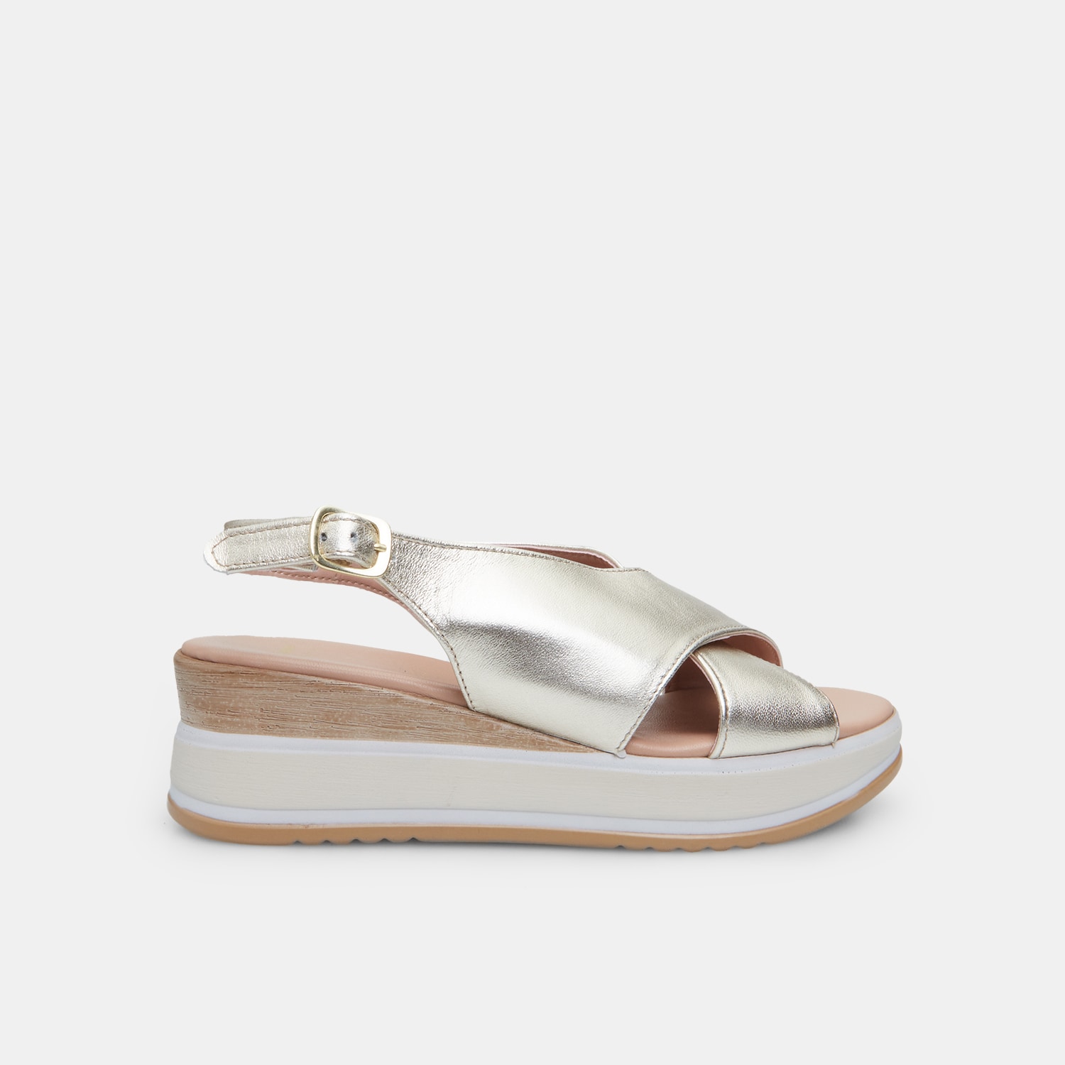 Sandalo da donna in pelle con suola platform 5 cm BATA