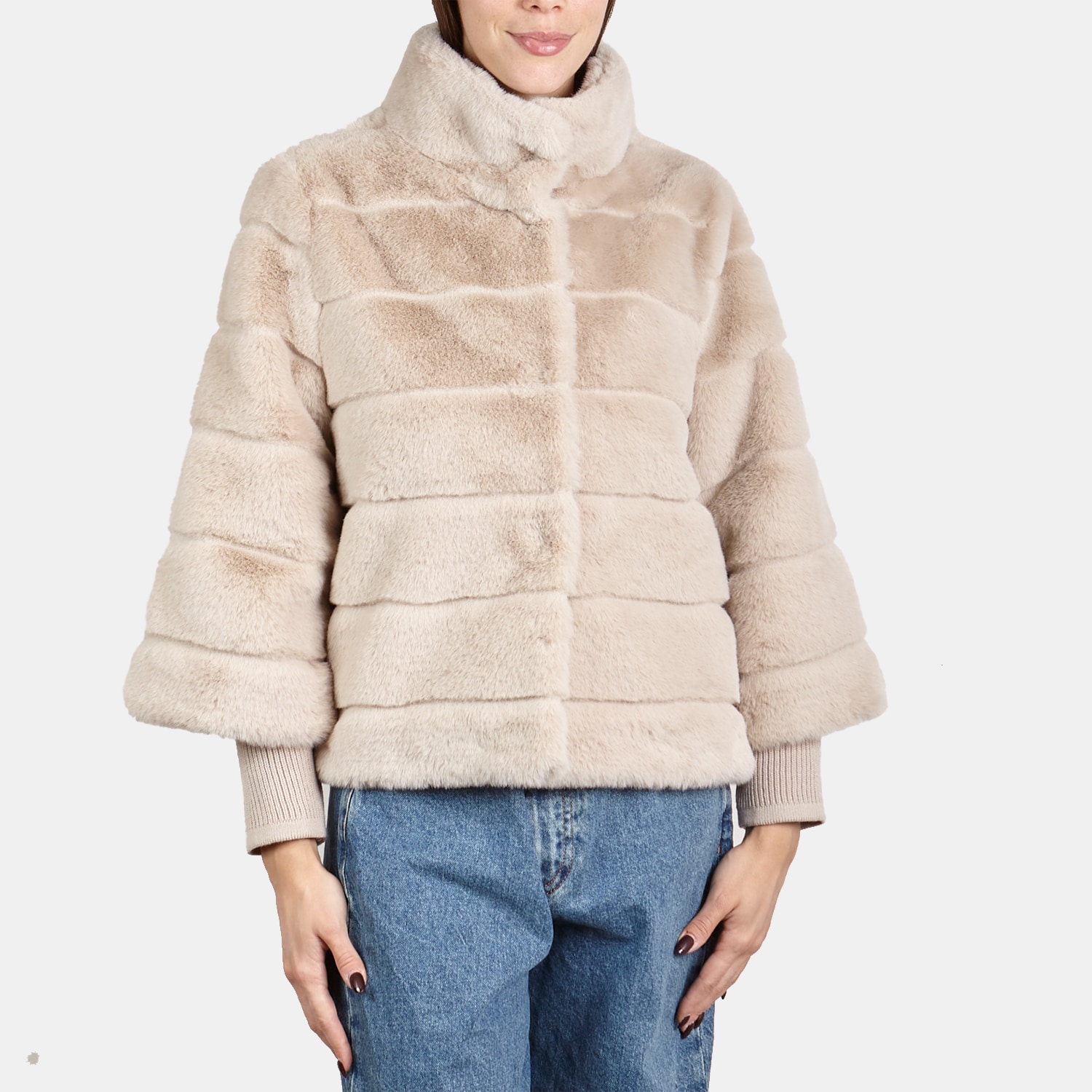 Eco-pelliccia da donna con collo alto
