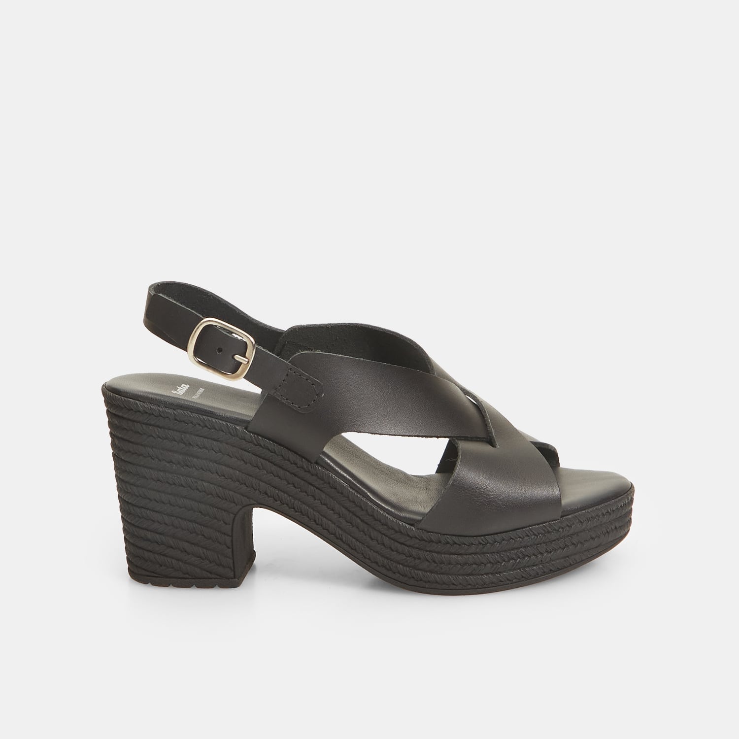 Sandali da donna in pelle con tacco largo
