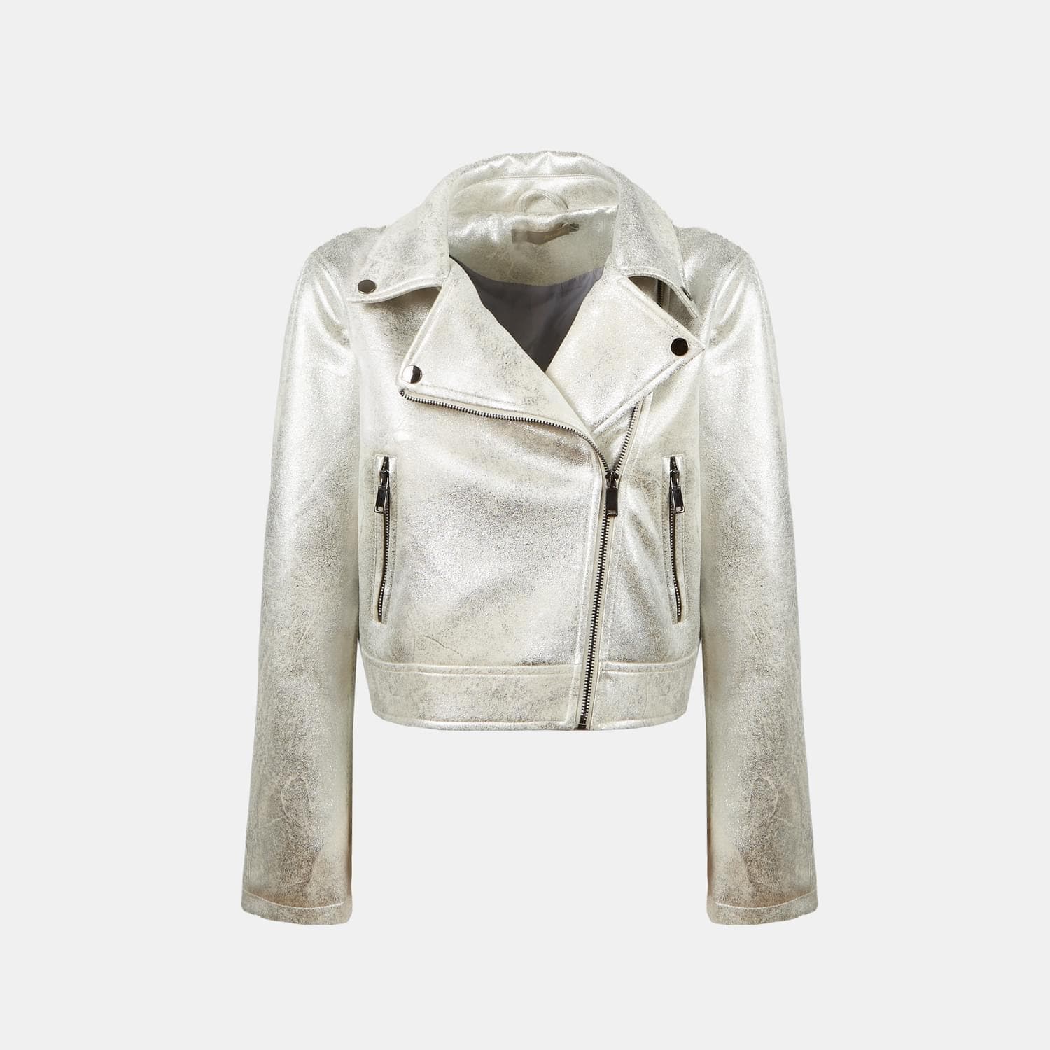 Biker da donna in tessuto argento