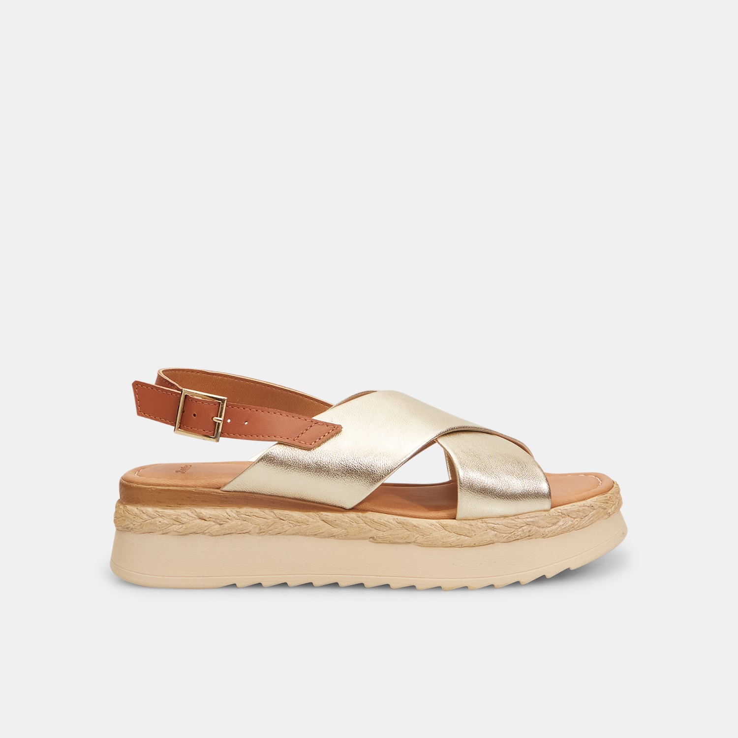 Sandali da donna in pelle a fasce incrociate con suola platform