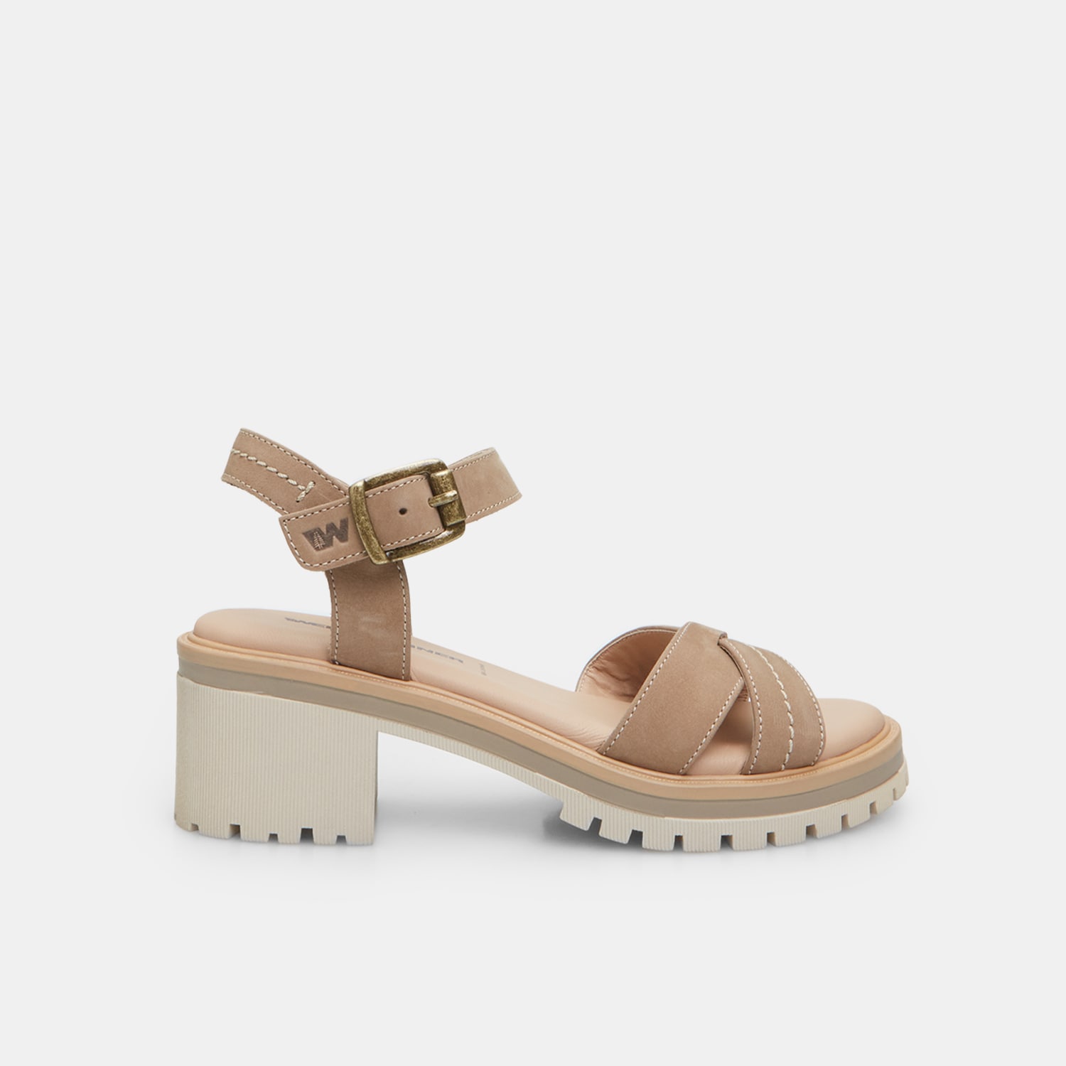 Sandalo da donna Weinbrenner in nubuck con tacco 5 cm