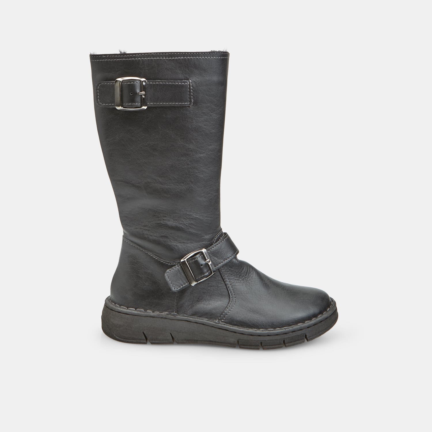 Stivaletto casual da donna in pelle con doppia fibbia Bata
